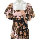 VICI Multicolor Floral Short Puff Sleeve Smocked Tiered A Line Mini Dress Size S Photo 0