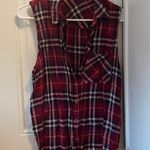 Garage Red and blue plaid sleeveless button down. Size M from . Photo 0