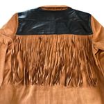 We Wore What Fringe Western Faux Suede Jacket Acorn Brown and Black Medium NWT Photo 8