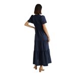 Quince  Women's Organic Cotton Poplin Tiered Maxi Dress Large Navy Blue NWT Photo 3