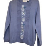 Alfred Dunner Grandma Knit Top Lightweight Sweater Embroidered Beaded Floral Size Large Photo 0