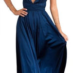 Elegant satin Navy backless Maxi Dress with 10 way back tie options Blue Size M Photo 0