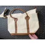 Vintage LL Bean Boat and Tote Canvas Leather Trim Weekender Bag Brown Monogram Photo 3