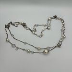 Henri Bendel Socialite Long Double Strand Silver Chain Necklace Charms Pearls Photo 4