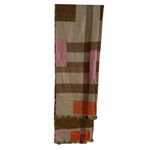 Maeve Anthropologie Brown Pink Tartan Colorblock Shawl Scarf Photo 3