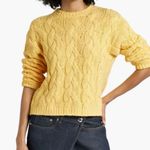 RE/DONE  Cable Knit Organic Cotton Blend Sweater in Buttercream Yellow Size S Photo 10