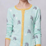 Anthropologie Giuliana Leila Blue Yellow Car Print Cardigan Size M Photo 0