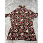 Peruvian Connection  Floral Turtle Neck Long Sleeve Top Black Pink Yellow Medium‎ Photo 3
