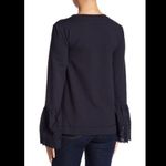 Bobeau Eyelet Bell Sleeve Sweatshirt Navy NWT Photo 1