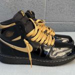 Jordan Air 1 Retro High OG Black Metallic Gold Sneakers Shoes Photo 2