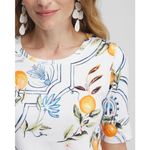 Chico's  Tropical Jewel Neck Tee Sz‎ 2 Large Orange Fruit Print Floral Pima Cotton Photo 11