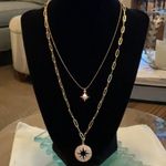 paper clip style, gold toned 2 strand necklace Photo 1