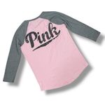 PINK - Victoria's Secret Victorias Secret Pink Sequin Logo Baseball Tee Shirt Pink Grey Medium Photo 11