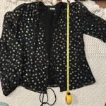 Reformation  Womens Wrap Blouse Polka Dot Sheer Long Sleeve V-Neck Top Black Med Photo 4