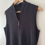 Misook  Knit High V-Neck 1/4 Zip Sleeveless Top Black Size S Photo 1