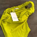 ZARA asymmetrical one shoulder bodysuit pistachio green size S NWT Photo 7