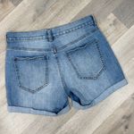 Soho  Jeans Metallic Paint Splatter Cuffed Hem Jean Shorts Blue‎ Silver 2 Photo 4