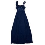 Lulus NWT Women's S Sweetest Entrance Navy Blue Ruffled Tie-Back Maxi Dress Photo 7