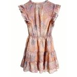 BB Dakota Dreaming of Waves Pink Animal Print Tiered Flutter Mini Dress Size XS Photo 5
