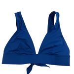 Everlane Medium The Triangle Bikini Top Deep V-Neck Tie Back Blue Swimsuit Photo 2