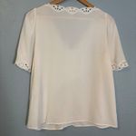 Sézane Sezane Francia Silk Embroidered Blouse Ecru Cream Size Small Preppy Classic Photo 7