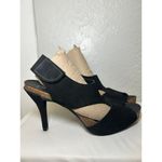 Pedro Garcia Black Suede Heels 39 Hook & Loop Sling Photo 2