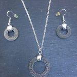 New Gun Metal Mesh Earrings and Pendant Necklace Set Silver Photo 0