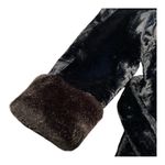 Vintage Betty Rose Black Faux Fur Plush Velvet Coat Belted Double Breasted Photo 10