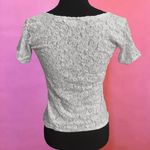 Vintage Kleid’s White Lacy / Floral Lace Baby Tee Shirt Top Photo 6