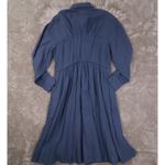 Anthropologie Pilcro Corset Midi Shirt Dress Women's Large Blue Prairie Peasant Photo 4