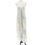 Rotate Birger Christensen Sequin Metallic Fringe Sleeveless Dress Silver Size 10 Photo 8