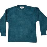 VTG Smythe Fisherman’s Cable Knit Sweater Shetland Wool Size Small Blue Photo 0
