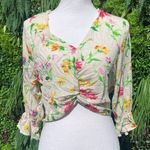 One Clothing Los Angeles Brand Size Medium cream floral print blouse Top Photo 0