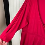 Torrid Holiday Red Faux Wrap Surplice Dress Size 3X Slit Long Sleeves Stretch Photo 3