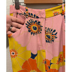 ZARA Orange Pink Floral Flared Leg High Rise Retro Pants Photo 3