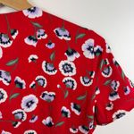 J.Crew  Floral Wrap Dress Sz 0 Red Summer‎ Lightweight Office Casual Bloomcore Photo 3