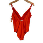 Kona Sol  One Piece Swim Suit Large Orange Padded V Breast Full Coverage NWT Photo 10