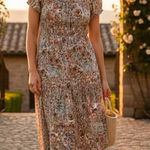 ASTR Roseline Maxi Dress in Blue Pink Multi Size Small NWT Photo 0