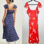 Altar'd State NWT Altar’d State Red Floral Faux Wrap Midi Dress Photo 2