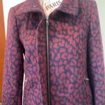 LOFT Maroon and Navy Blue Cheetah Leopard Print Coat Women’s XS Extra Small Red Photo 3