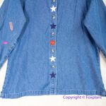 Vintage Luna Pier *stained" long sleeve jean shirt Independence Day, size M Blue Size M Photo 2