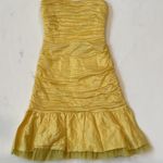 BCBGMAXAZRIA Bamboo yellow ruched strapless cocktail dress 0 NWT Photo 2