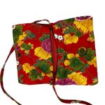 Quilted Floral Clutch Purse Red Plaid Strap Shoulder Bag Cosmetic Pouch Photo 4