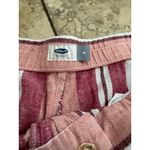 Old Navy Womens Shorts Sz 18 Red Peach White Striped Linen Blend Drawstring Photo 3