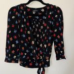 Madewell  Black Floral Wrap Top‎ XXS boho Photo 4
