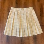 Cali 1850  Skirt XS Yellow White Plaid Skater A-line Lined Preppy Zip Side Short Photo 6