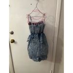 Mimi Chica  Exposed Zip Front Peplum Lace Denim Dress 80s/90s Retro S Coquette Photo 1