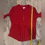 kim rogers  Red Pleated Blouse with Button Accents Photo 5