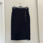 ZARA Textured Tweed Midi Skirt with Slit Gold Buttons NEW Size XL Photo 3