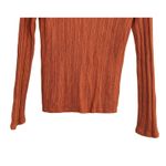 ZARA Crochet Ribbed Long Sleeve Round Neck Sweater See Through L Burnt Orange Photo 3